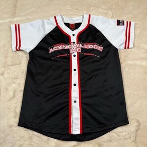 WWE Roman Reigns Acknowledge Me BLOODLINE Baseball Jersey Button Shirt Size M